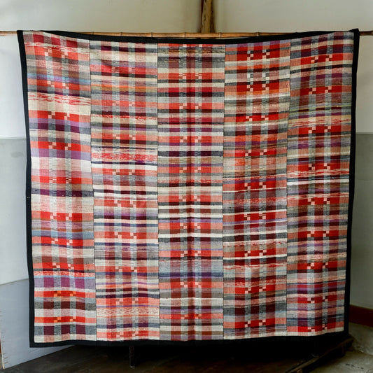 Vintage Japanese Sakiori Weaving Rug All-Silk - Japanese Folk Textile(b-51)