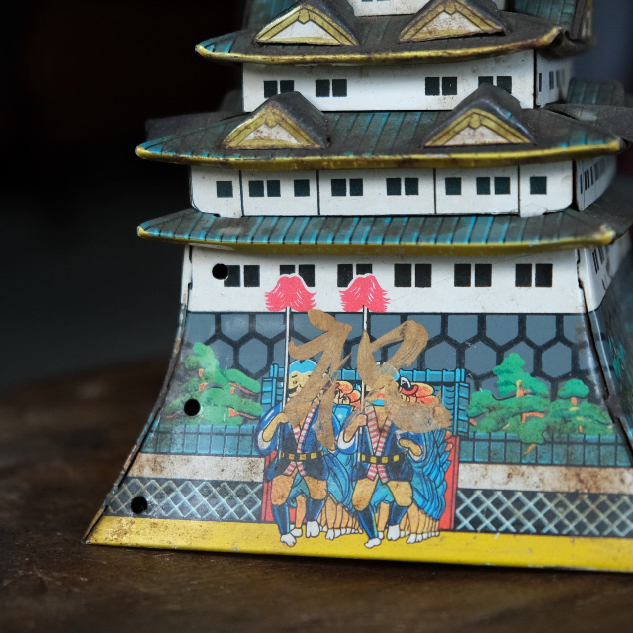 Vintage Japanese tin toy castle bank box/savings box