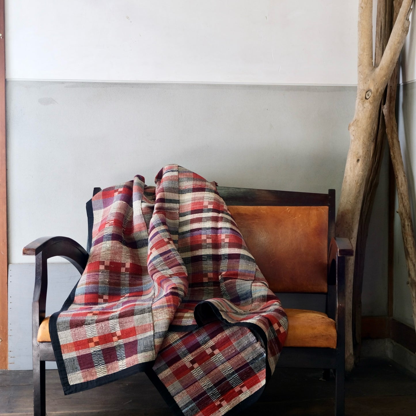 Vintage Japanese Sakiori Weaving Rug All-Silk - Japanese Folk Textile(b-51)