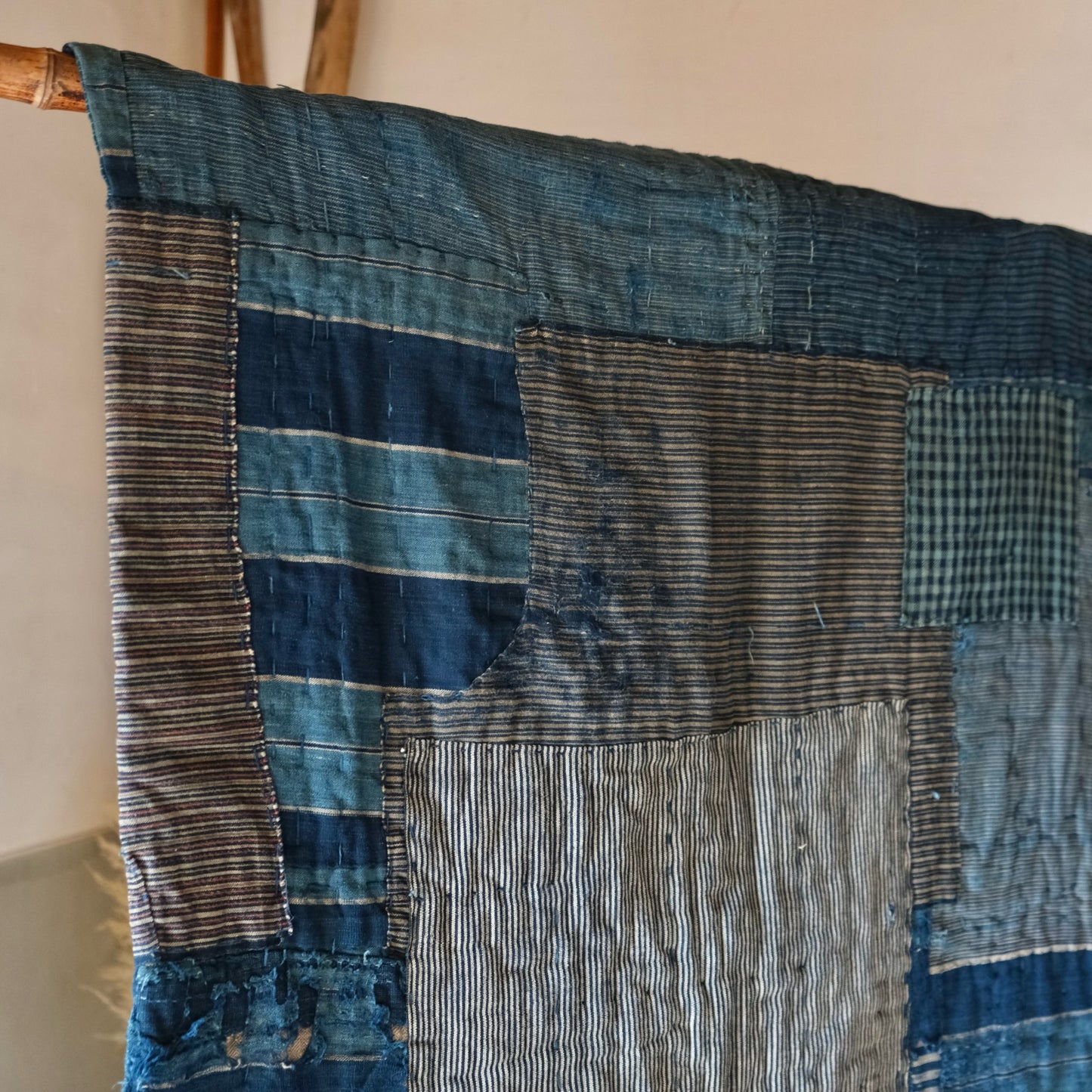 Vintage Japanese Boro rug sashiko aizome