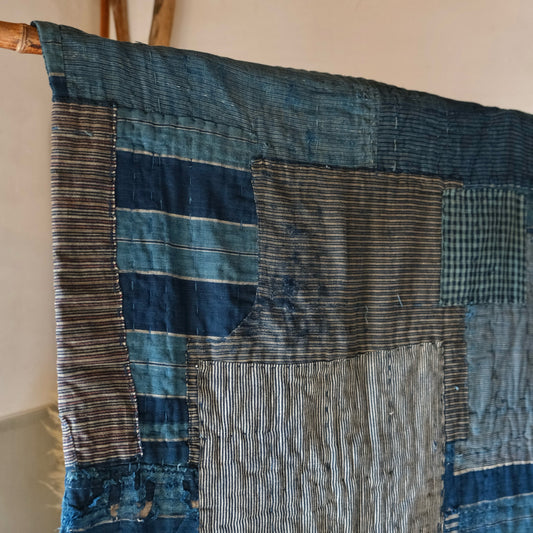 Vintage Japanese Boro rug sashiko aizome