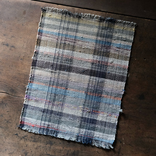 Vintage Japanese Sakiori rug mini textile art(b-12)
