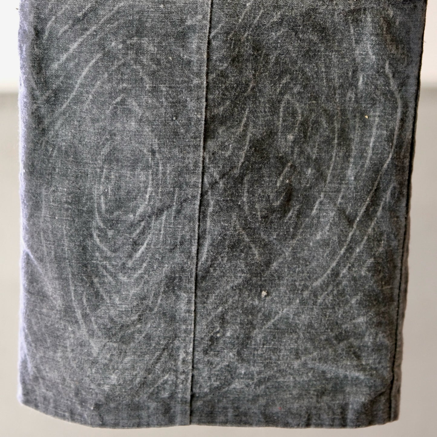 Vintage Japanese Infant's Cotton Haori/Hifu Jacket (100+ Yrs) - Wabi-Sabi Gray with Purple Floral Kumihimo - Flat Textile Wall Art(b-43)