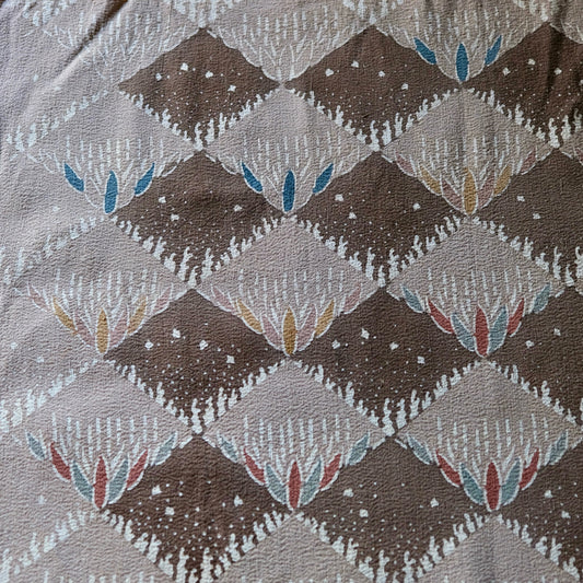 Vintage Japanese kimono silk textile ryukyu bingata okinawa Japanese bamboo-leaf brown(b-23)