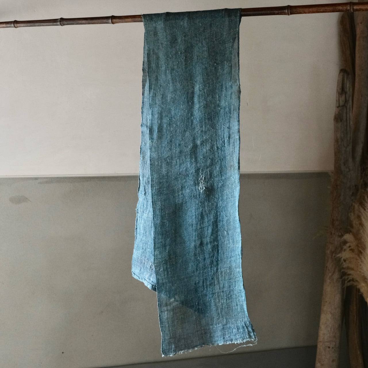 Japanese vintage Boro indigo-dyed ramie fragment