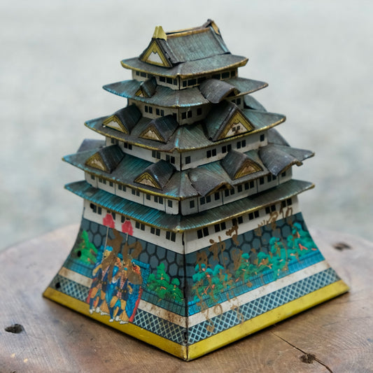 Vintage Japanese tin toy castle bank box/savings box