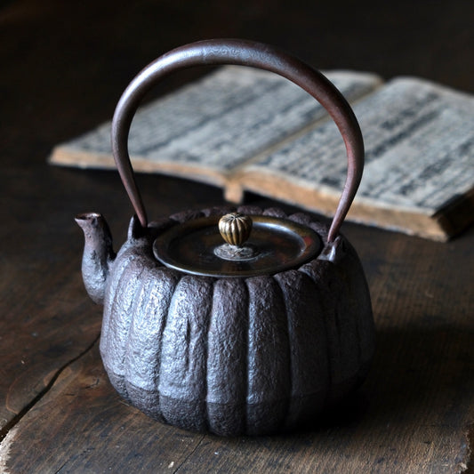 Vintage Japanese Tetsubin iron kettle seikindo /pumpkin model yuzu skin