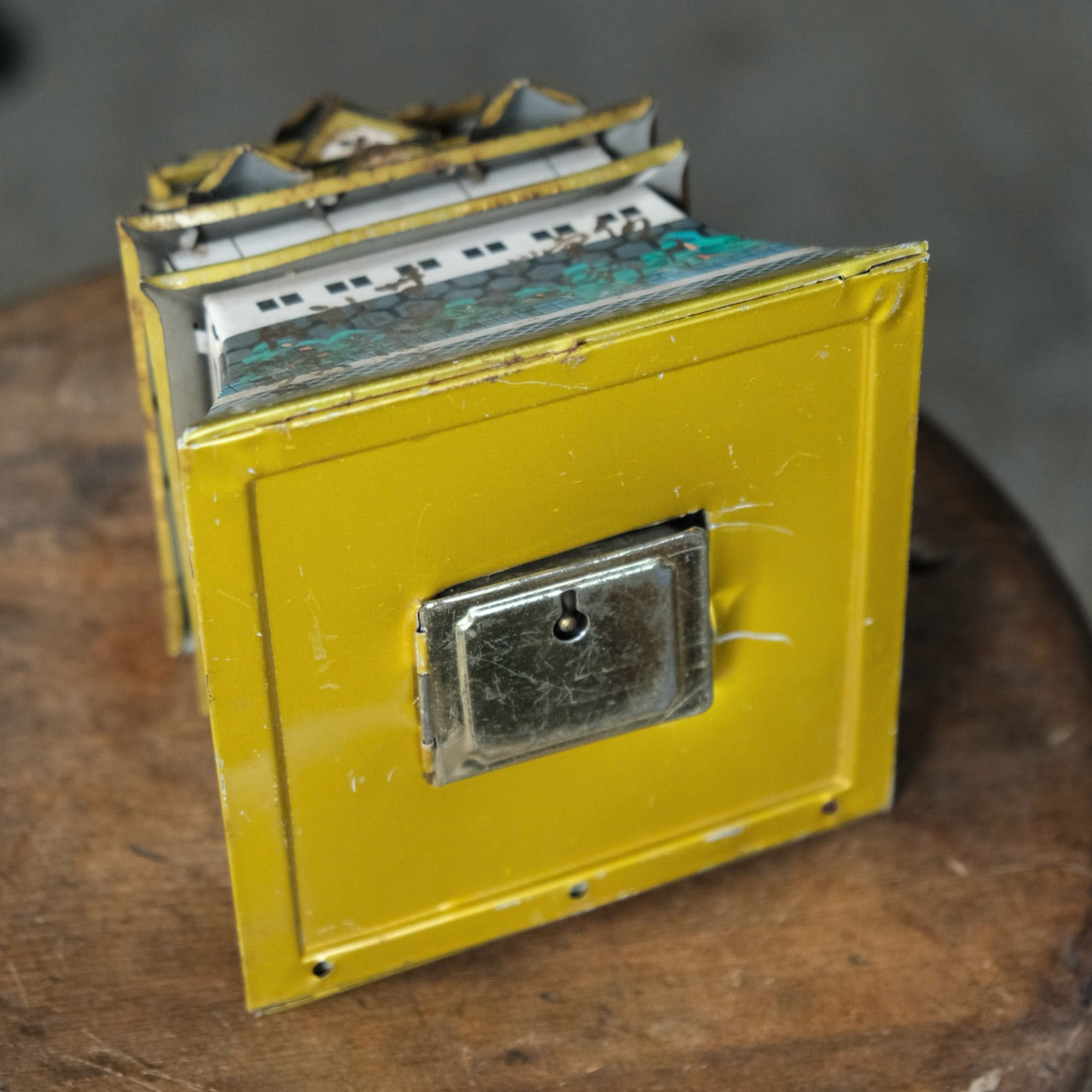 Vintage Japanese tin toy castle bank box/savings box