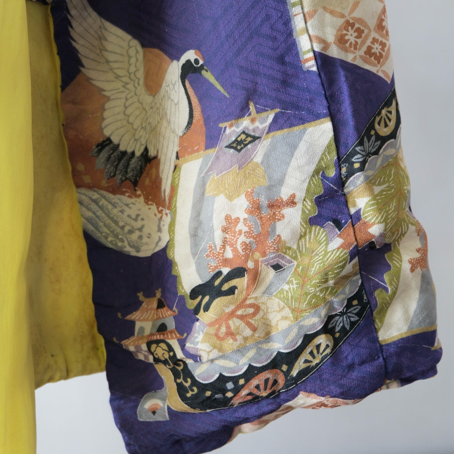 Vintage Japanese Children's Silk Kimono - Lucky Charms & Auspicious Motifs (Crane, Treasure Ship, Fan) (b-41)