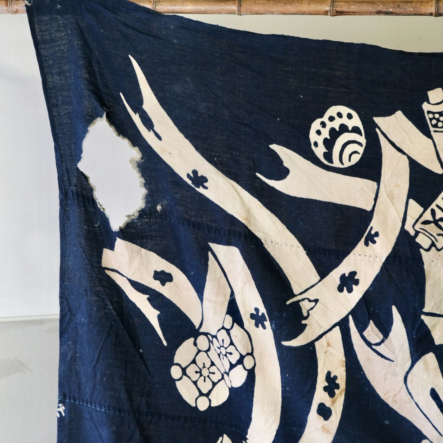 Antique Japanese Tsutsugaki Indigo Furoshiki textile(100+ Yrs) Vintage(b-47)