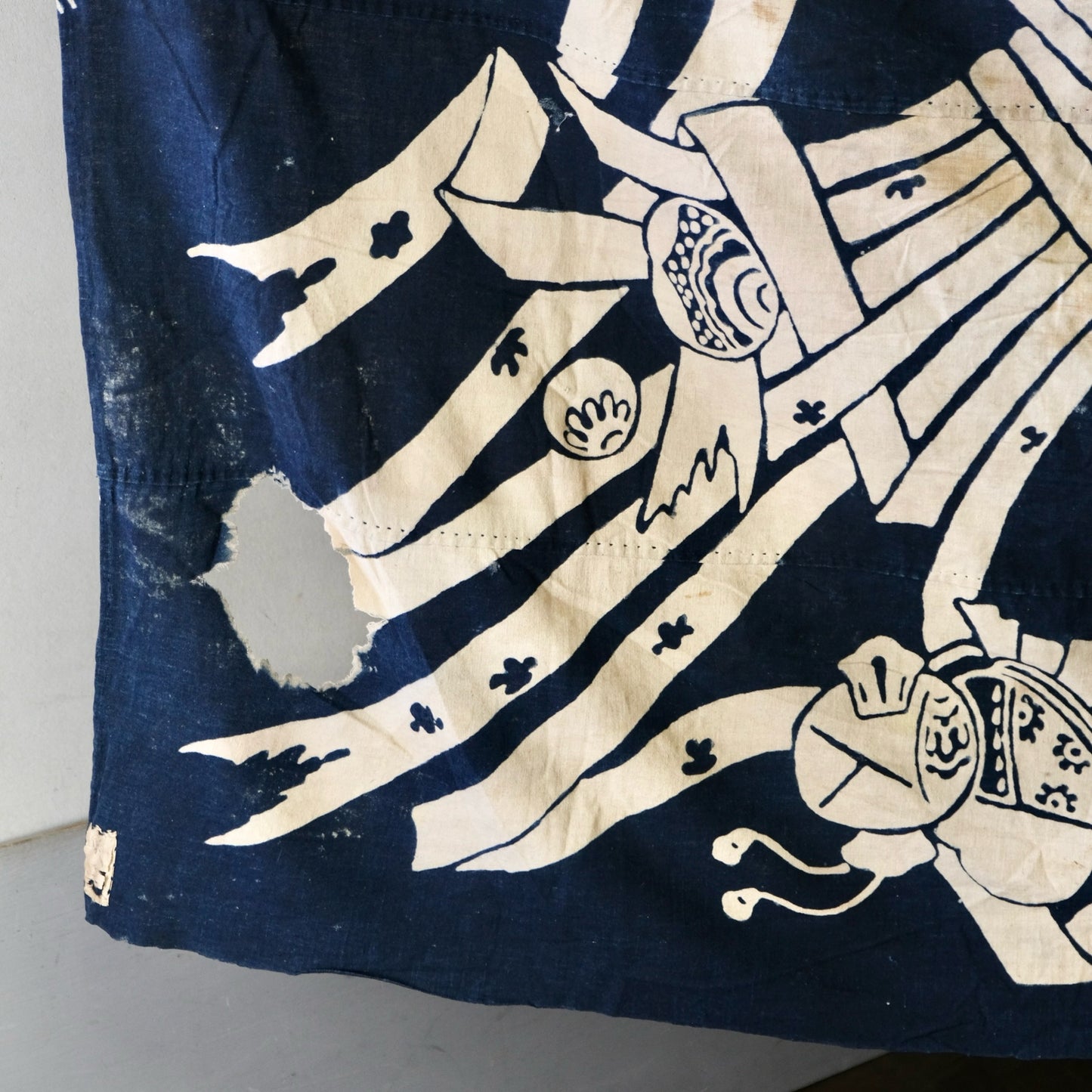Antique Japanese Tsutsugaki Indigo Furoshiki textile(100+ Yrs) Vintage(b-47)