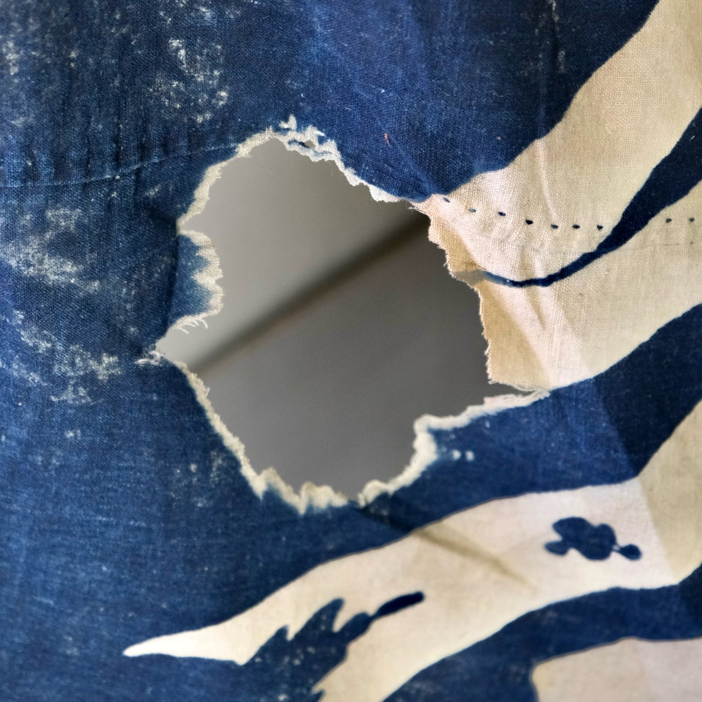 Antique Japanese Tsutsugaki Indigo Furoshiki textile(100+ Yrs) Vintage(b-47)