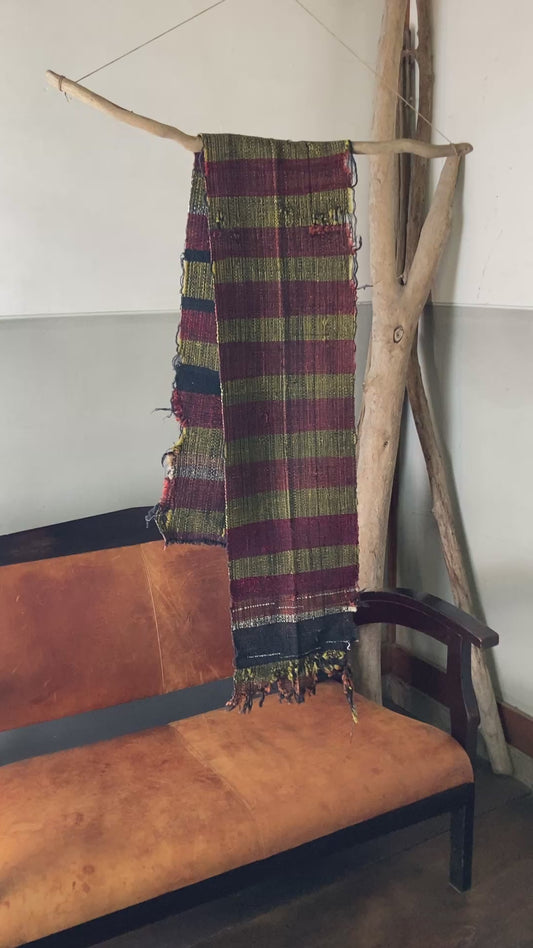 Japanese antique Sakiori Art Runner All-Silk (154x22cm) - Multi-Use Japanese Textile Art(b-57)