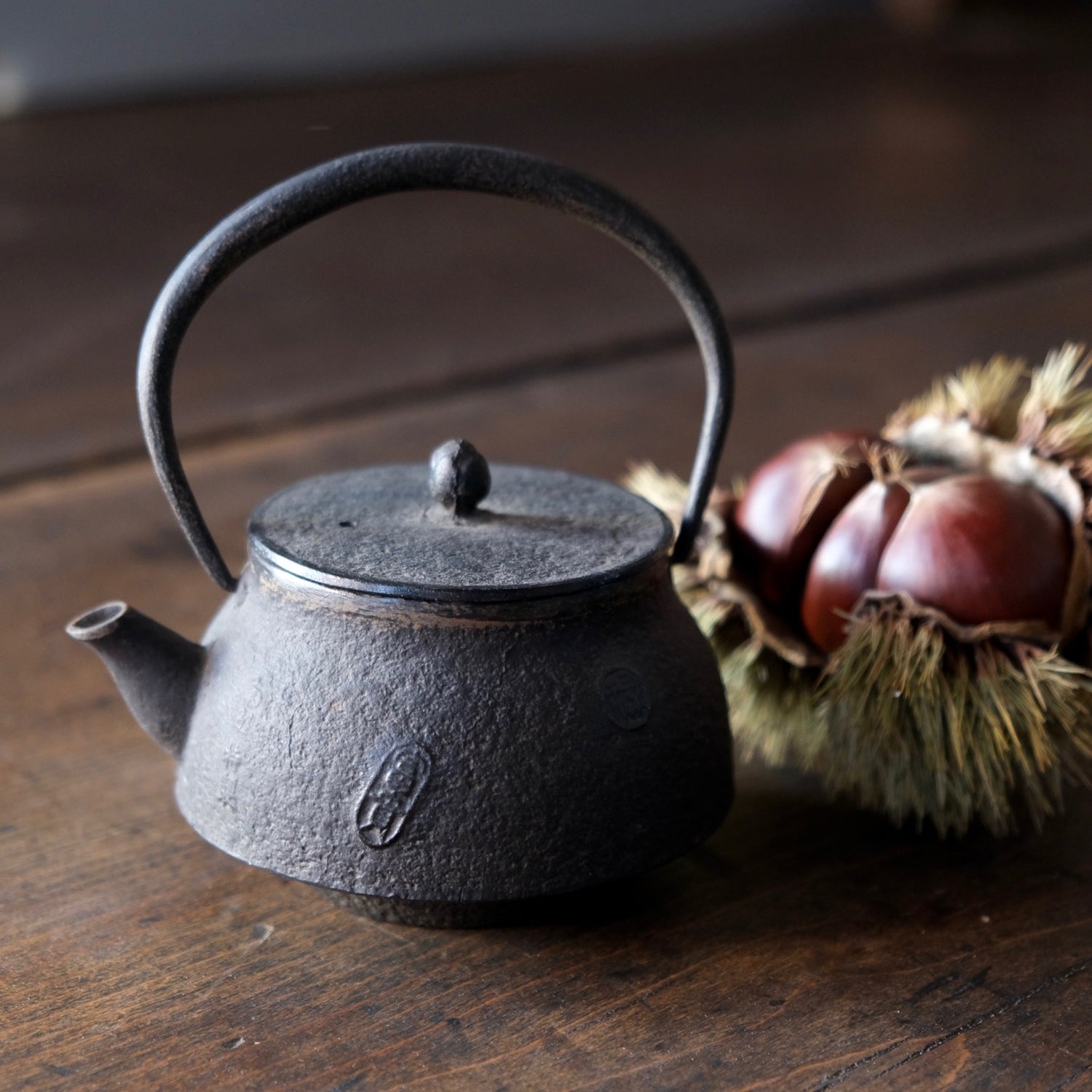 Vintage Japanese Tetsubin iron kettle small size (kotobuki