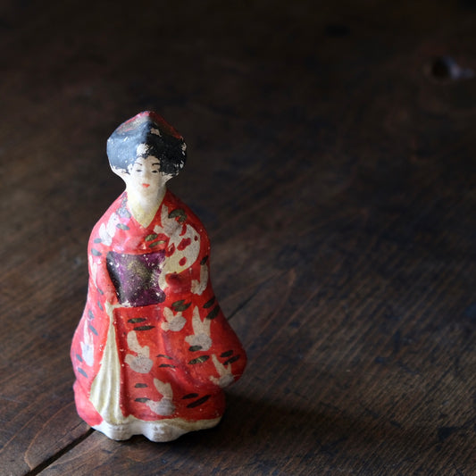 Vintage Japanese clay doll figure Geisha
