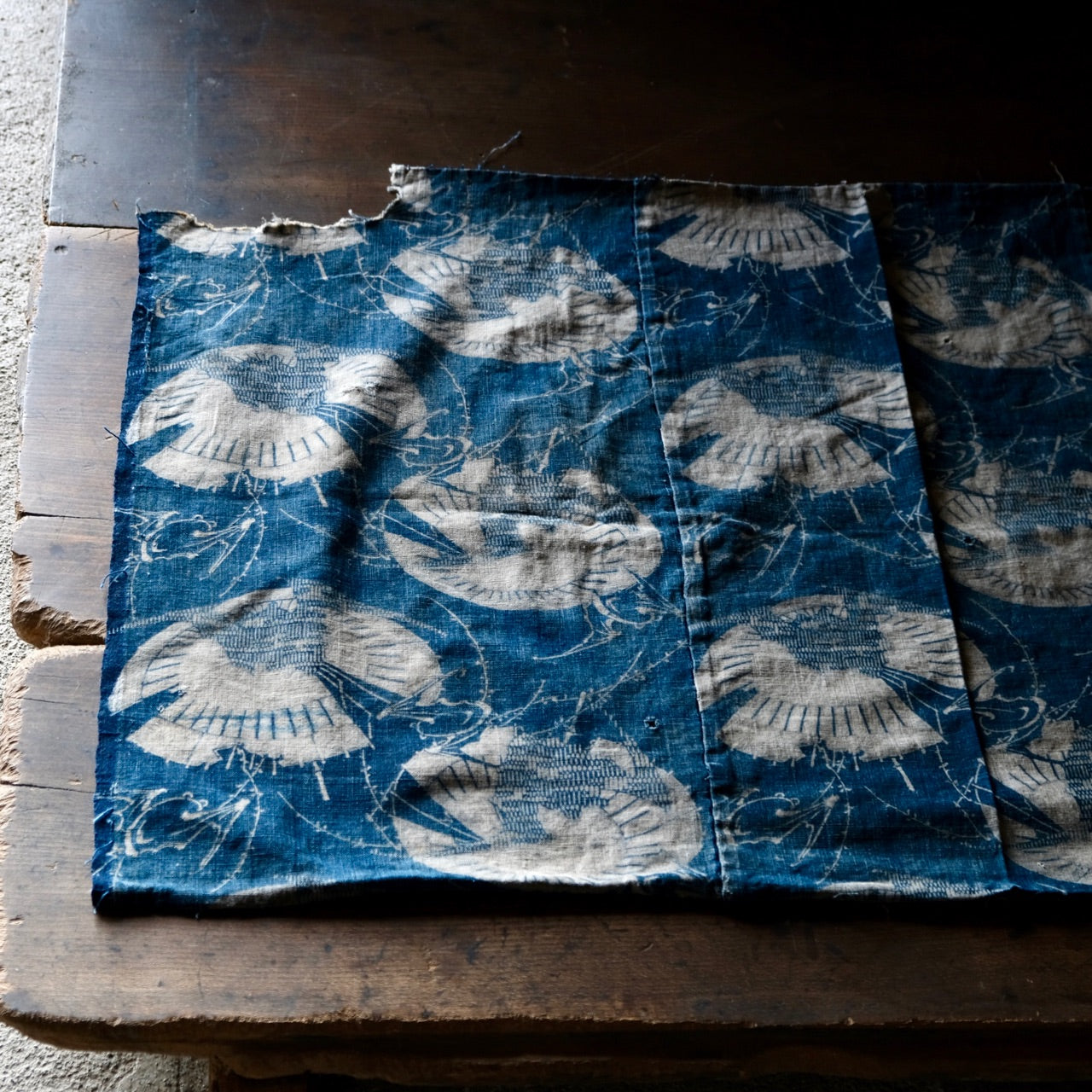 Vintage Japanese Boro indigo-dyed Katazome textile