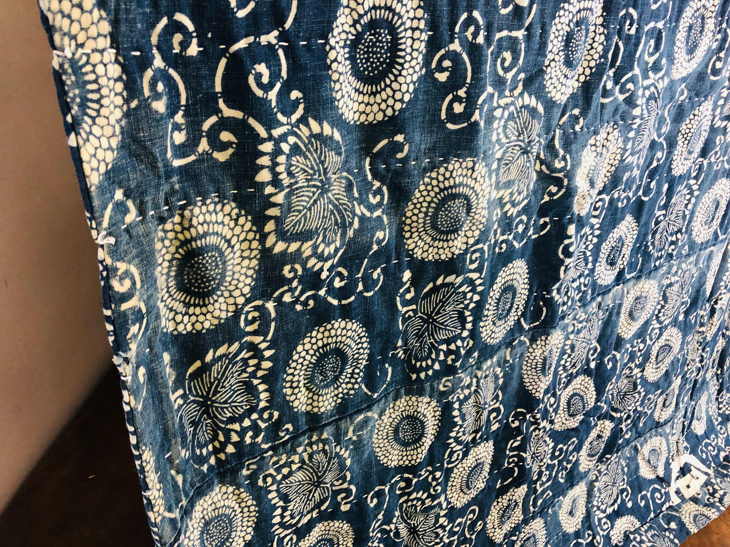 Vintage Japanese Indigo-dyed kata-zome rug - VINTAGE BLUE JAPAN