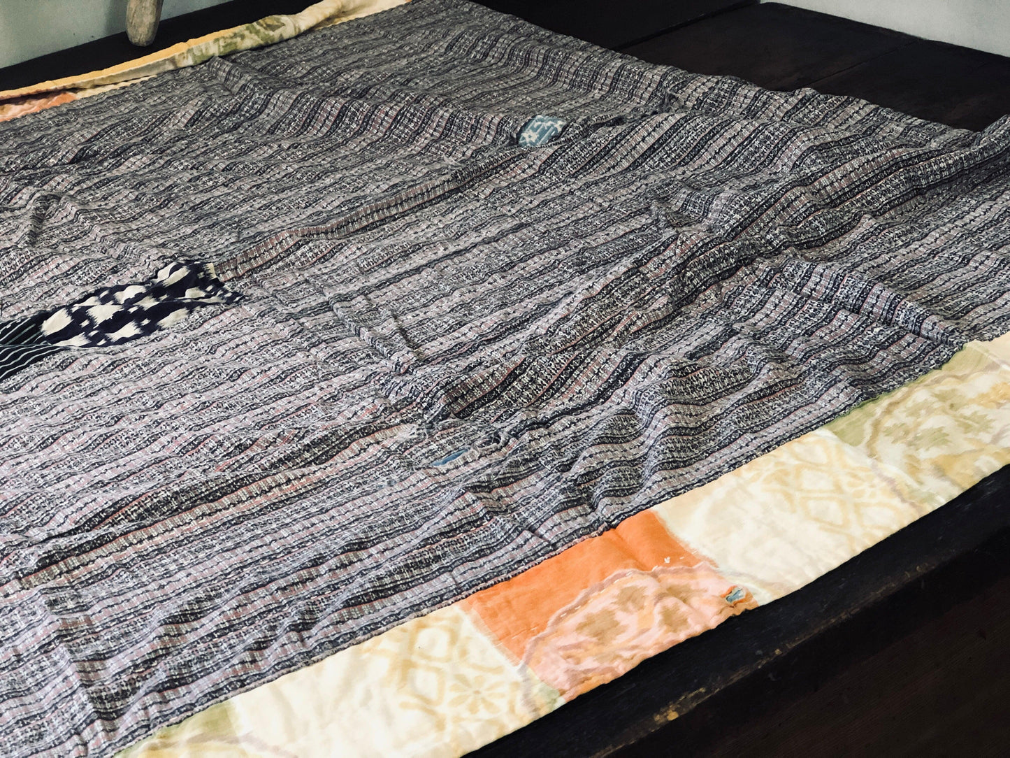 Vintage Japanese sashiko stitched  BORO rug - VINTAGE BLUE JAPAN