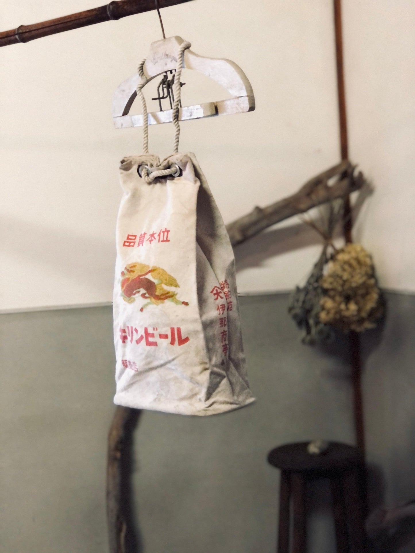 Japanese vintage beer company bag - VINTAGE BLUE JAPAN