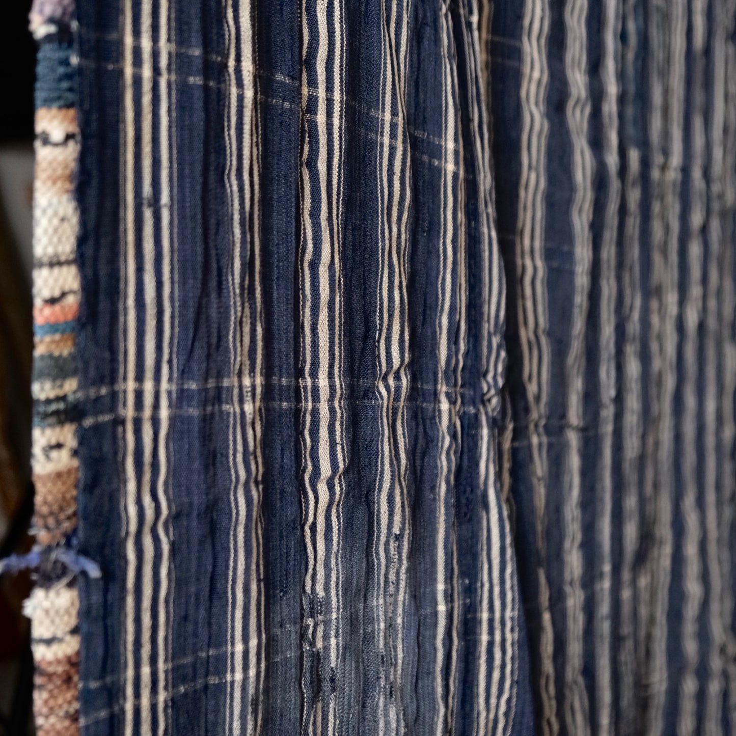 Vintage Japanese Sakiori and indigo-dyed Edo-Shima BORO rug