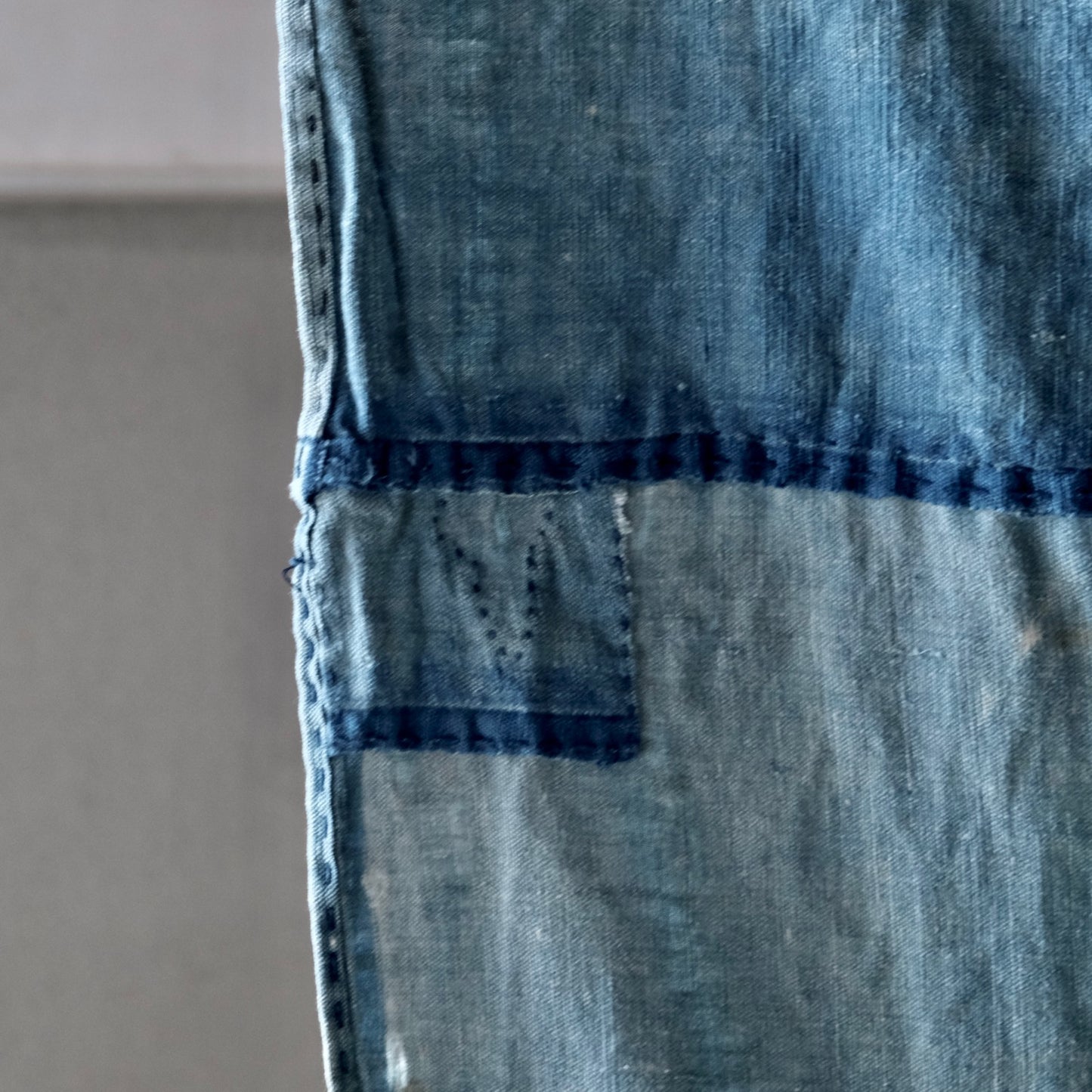 Vintage Japanese indigo dyed BORO cotton textile