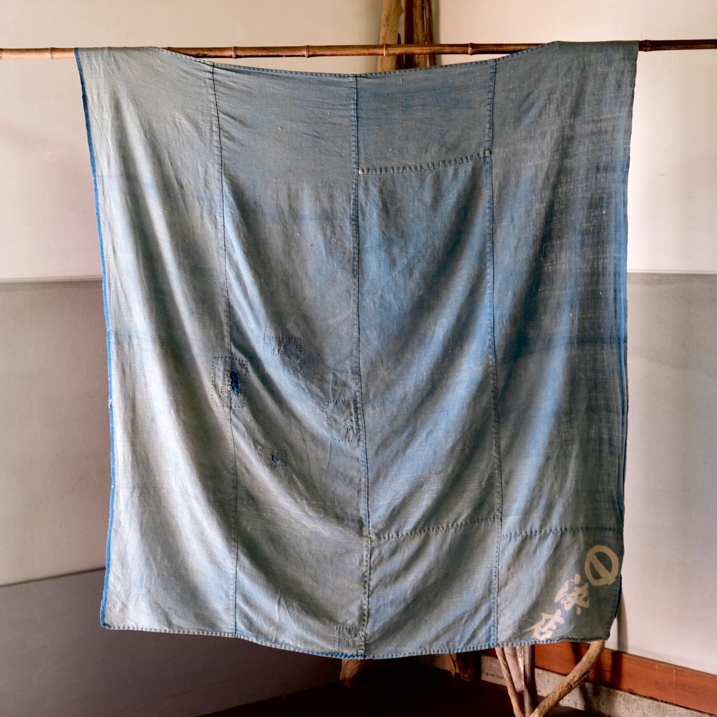 Vintage Japanese indigo dyed BORO cotton textile