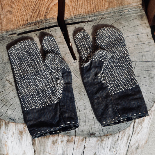 Vintage japanese  sashiko boro fireman's gloves
